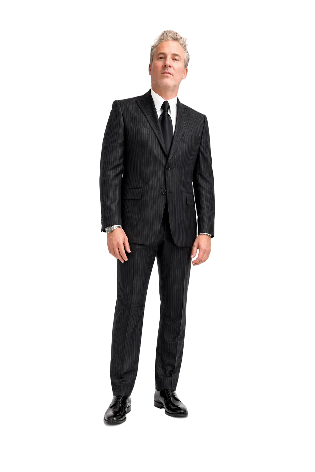 Completo uomo gessato in nero elegante